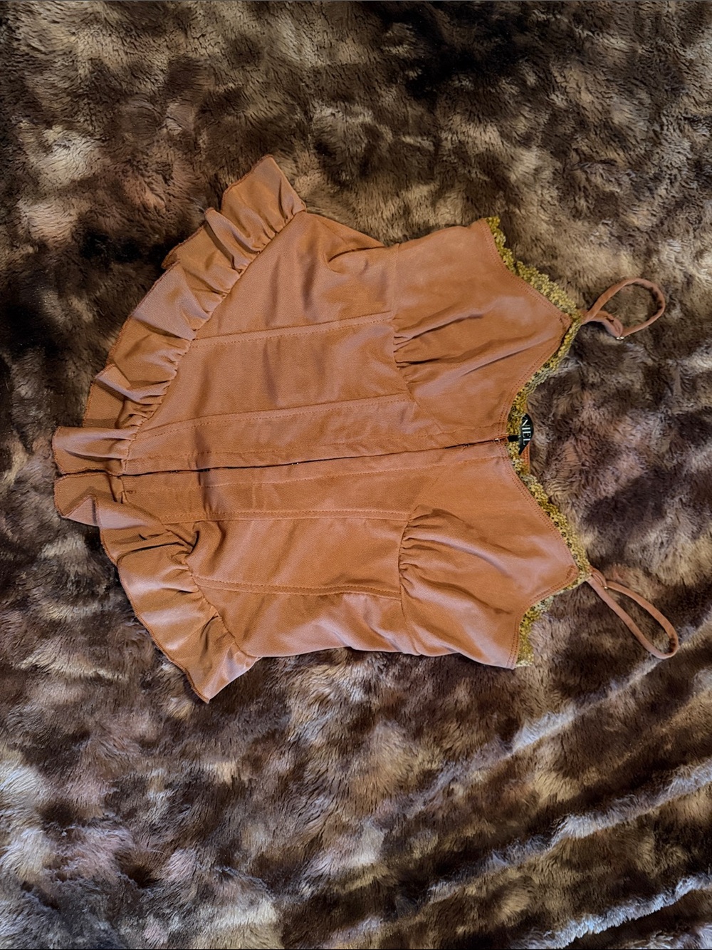 Rust Ruffle Trim Tank Top - Lyniel Los Angelos